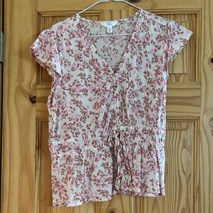 Time and Tru Pink Floral Blouse